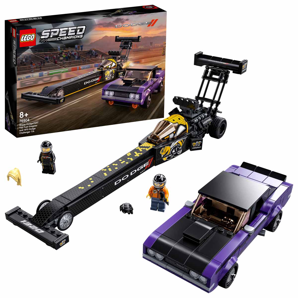 LEGO® 76904 Speed Champions Mopar Dodge//SRT Top Fuel Dragster and 1970 Dodge Challenger T/A - 3